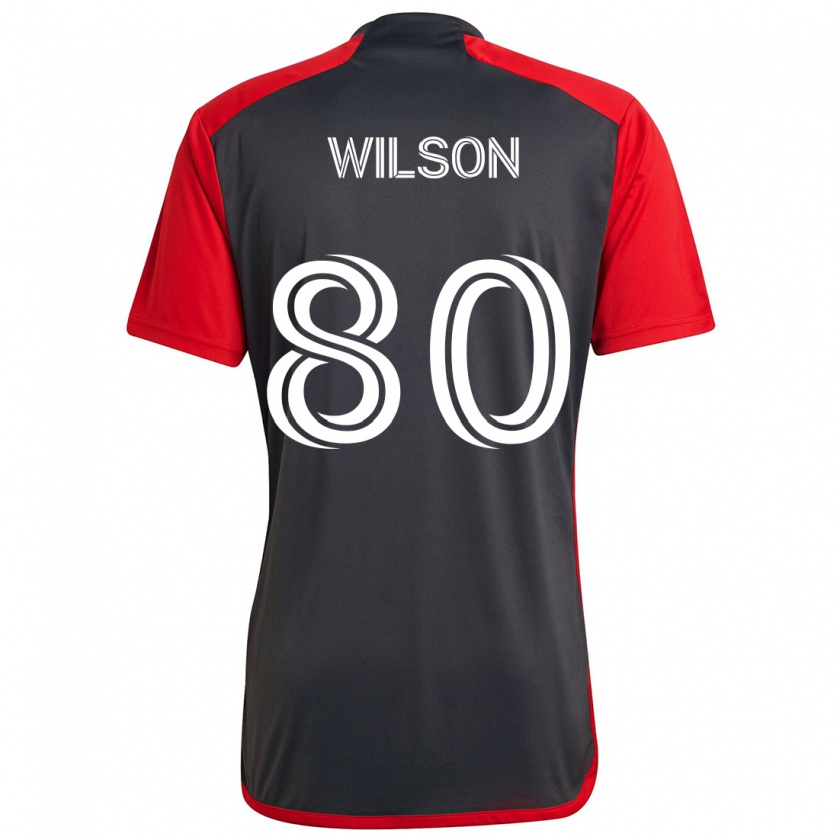 Kandiny Gyermek Shafique Wilson #80 Szürke Vörös Hazai Jersey 2024/25 Mez Póló Ing