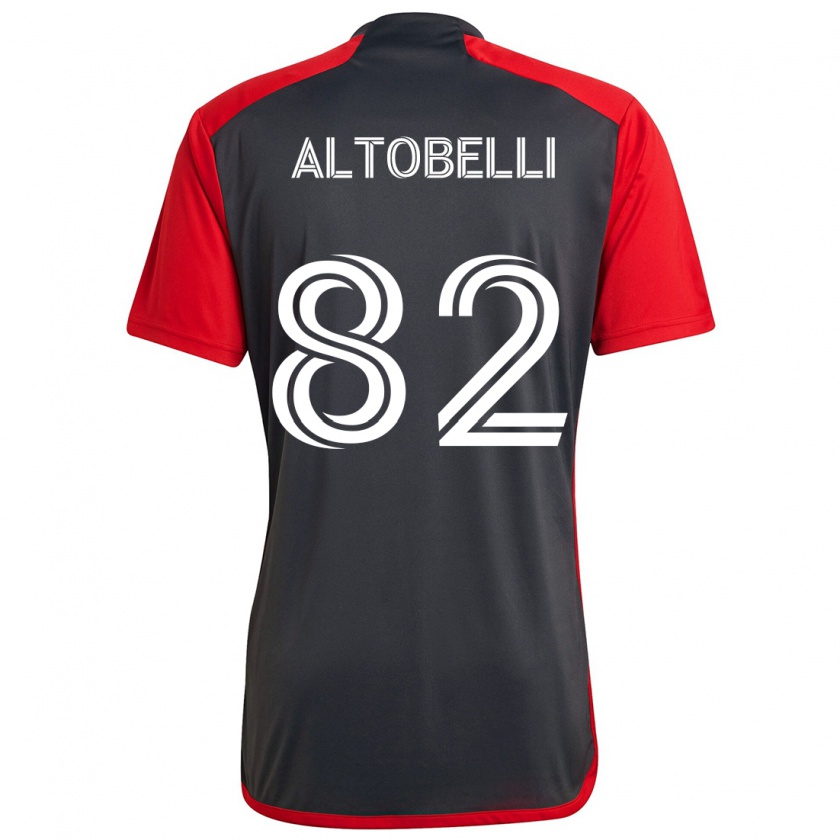 Kandiny Gyermek Julian Altobelli #82 Szürke Vörös Hazai Jersey 2024/25 Mez Póló Ing