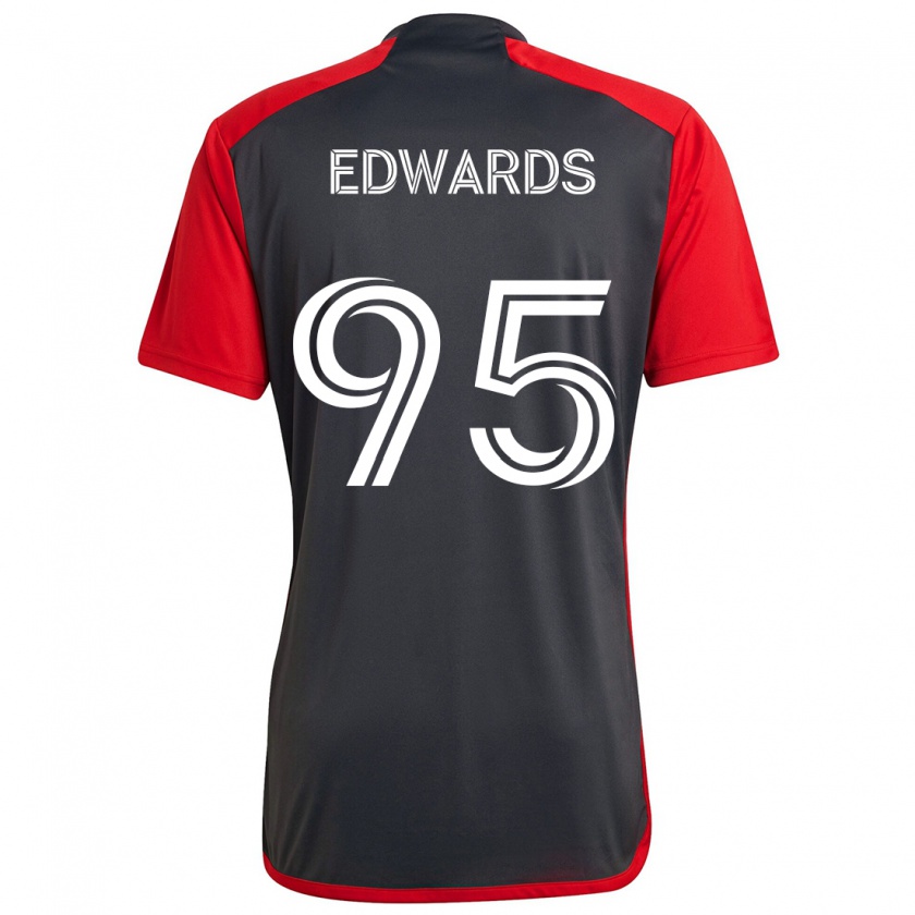 Kandiny Gyermek Nathaniel Edwards #95 Szürke Vörös Hazai Jersey 2024/25 Mez Póló Ing