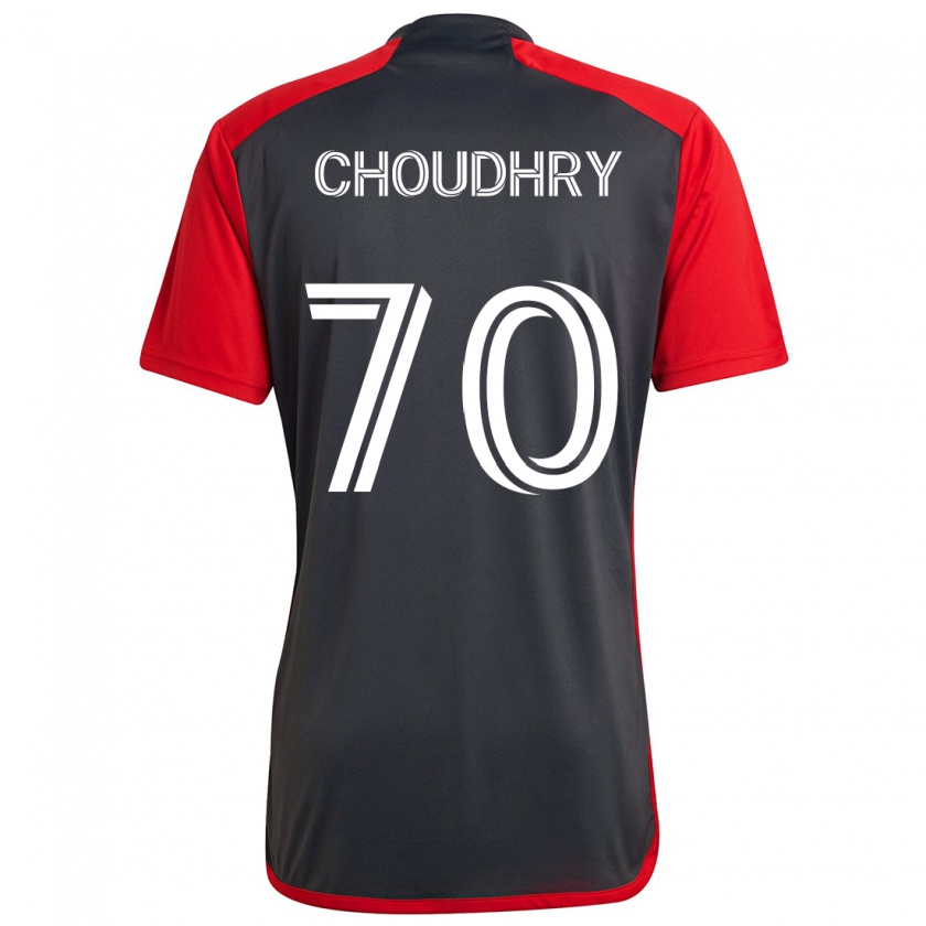 Kandiny Gyermek Benjamin Choudhry #70 Szürke Vörös Hazai Jersey 2024/25 Mez Póló Ing