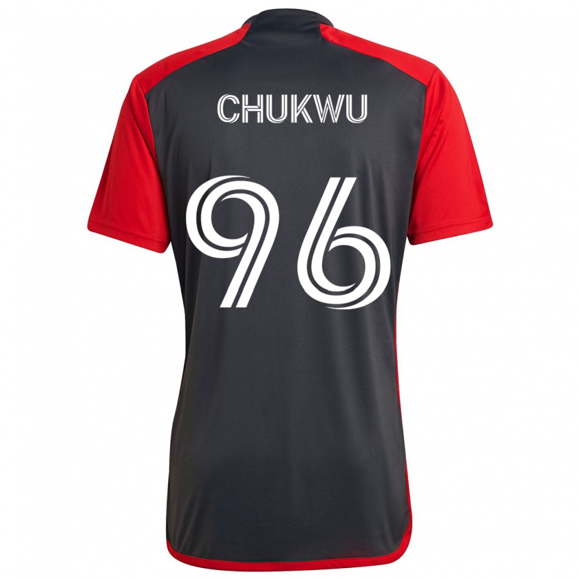 Kandiny Gyermek Richard Chukwu #96 Szürke Vörös Hazai Jersey 2024/25 Mez Póló Ing