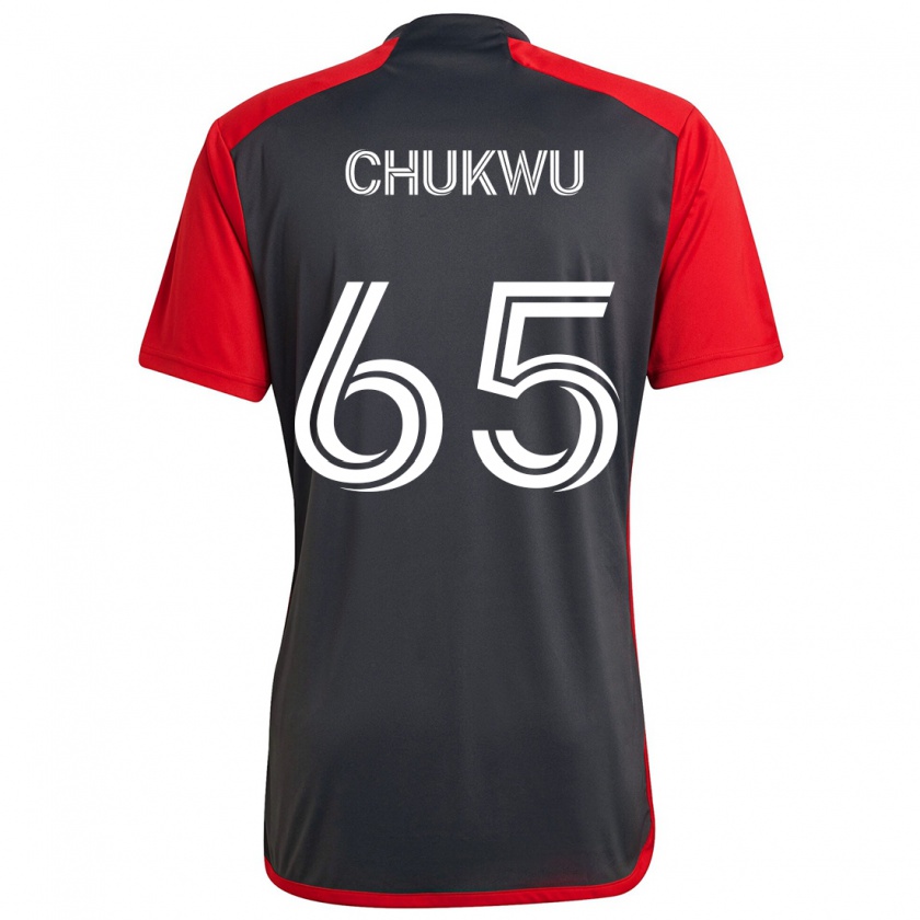 Kandiny Gyermek Joses Chukwu #65 Szürke Vörös Hazai Jersey 2024/25 Mez Póló Ing