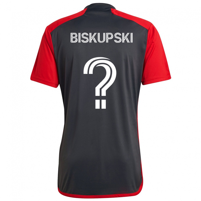 Kandiny Gyermek Philip Biskupski #0 Szürke Vörös Hazai Jersey 2024/25 Mez Póló Ing