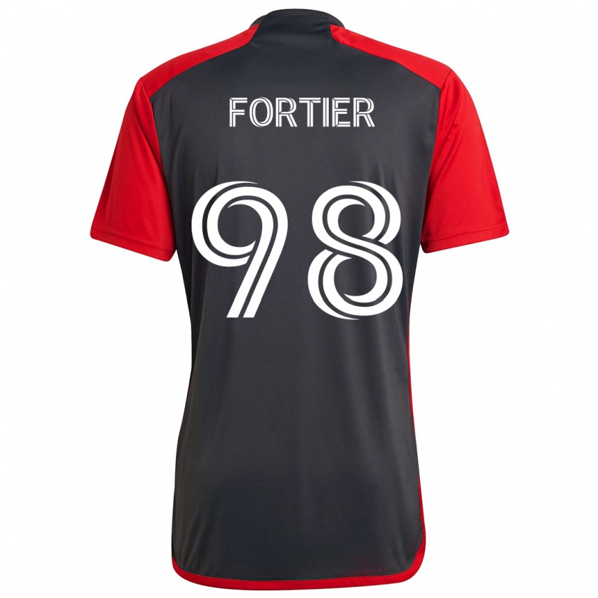 Kandiny Gyermek Kristjan Fortier #98 Szürke Vörös Hazai Jersey 2024/25 Mez Póló Ing