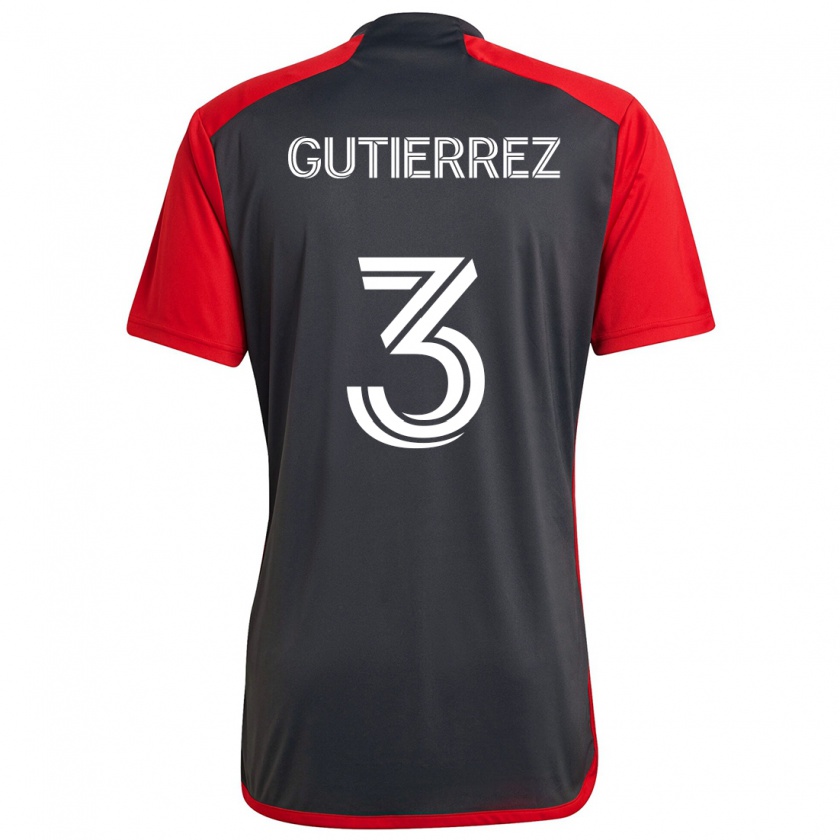 Kandiny Gyermek Cristián Gutiérrez #3 Szürke Vörös Hazai Jersey 2024/25 Mez Póló Ing