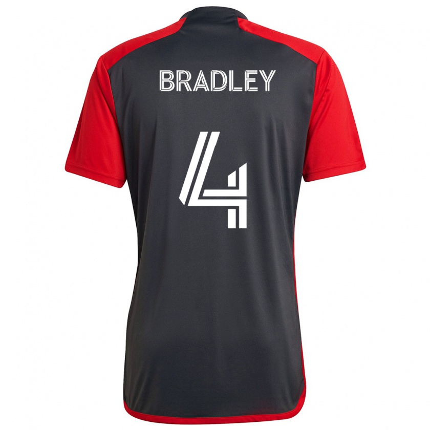 Kandiny Gyermek Michael Bradley #4 Szürke Vörös Hazai Jersey 2024/25 Mez Póló Ing