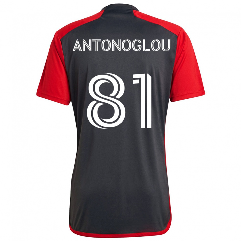 Kandiny Gyermek Themi Antonoglou #81 Szürke Vörös Hazai Jersey 2024/25 Mez Póló Ing