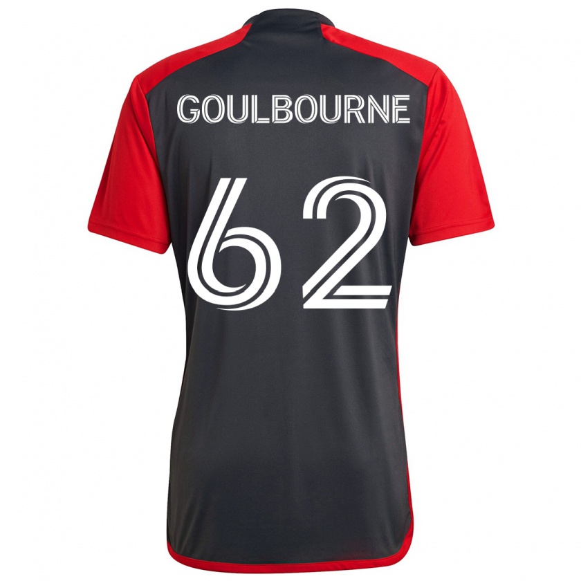 Kandiny Gyermek Rohan Goulbourne #62 Szürke Vörös Hazai Jersey 2024/25 Mez Póló Ing