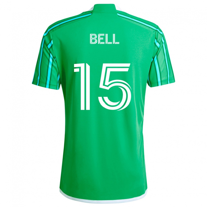 Kandiny Gyermek Jon Bell #15 Zöld Fehér Hazai Jersey 2024/25 Mez Póló Ing