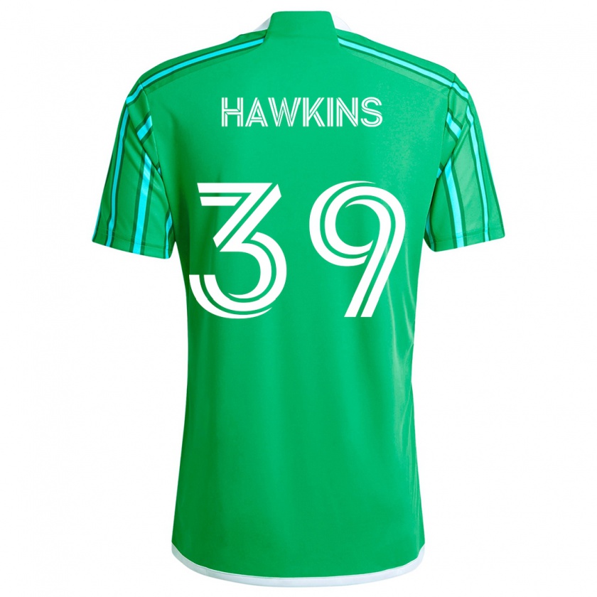 Kandiny Gyermek Stuart Hawkins #39 Zöld Fehér Hazai Jersey 2024/25 Mez Póló Ing