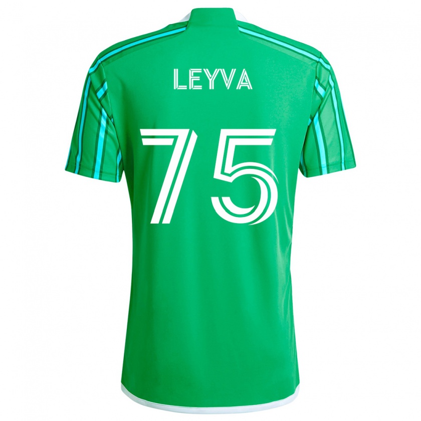 Kandiny Gyermek Danny Leyva #75 Zöld Fehér Hazai Jersey 2024/25 Mez Póló Ing