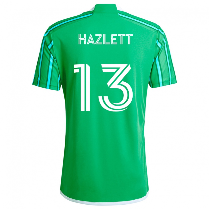 Kandiny Gyermek Kimberly Hazlett #13 Zöld Fehér Hazai Jersey 2024/25 Mez Póló Ing