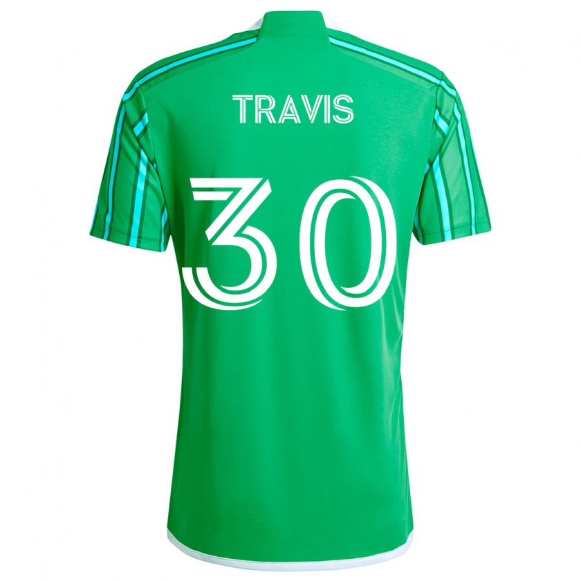 Kandiny Gyermek Riley Travis #30 Zöld Fehér Hazai Jersey 2024/25 Mez Póló Ing