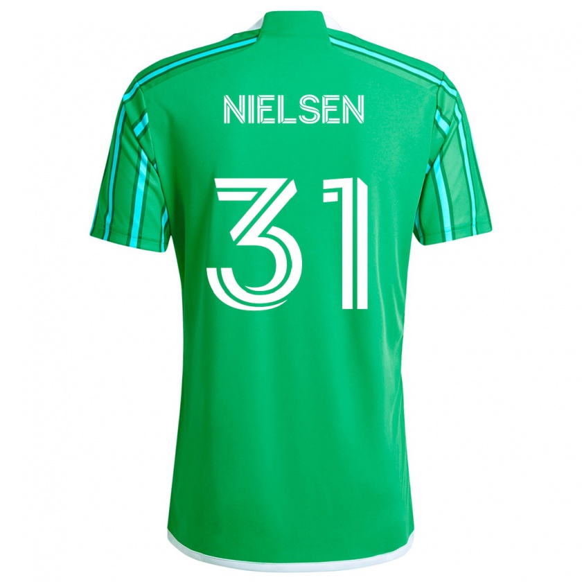 Kandiny Gyermek Madeline Nielsen #31 Zöld Fehér Hazai Jersey 2024/25 Mez Póló Ing