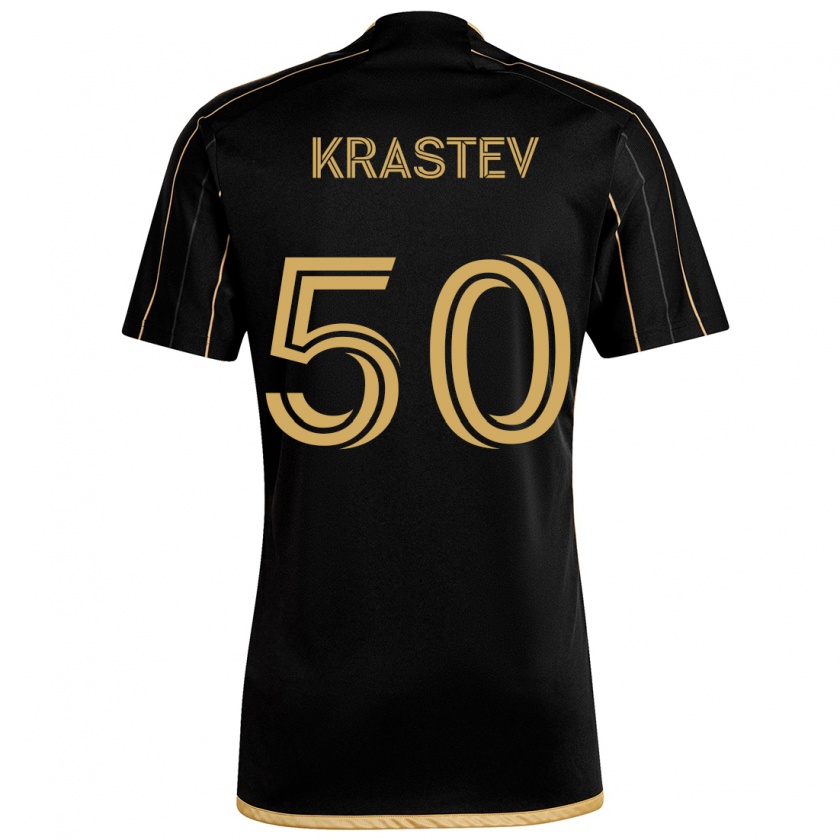 Kandiny Gyermek Filip Krastev #50 Fekete Arany Hazai Jersey 2024/25 Mez Póló Ing