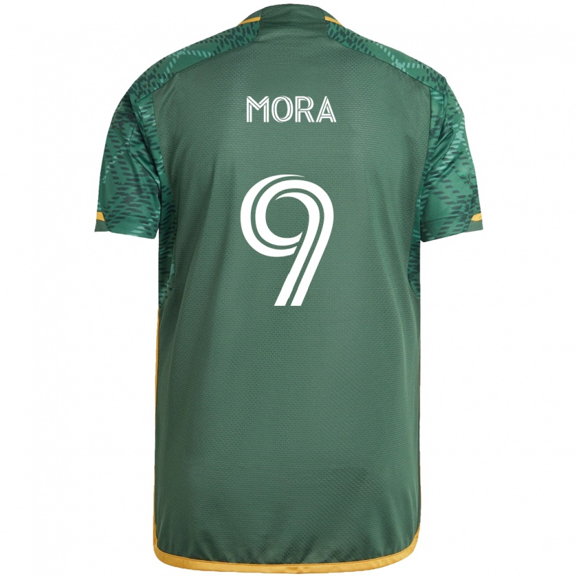 Kandiny Gyermek Felipe Mora #9 Zöld Narancs Hazai Jersey 2024/25 Mez Póló Ing