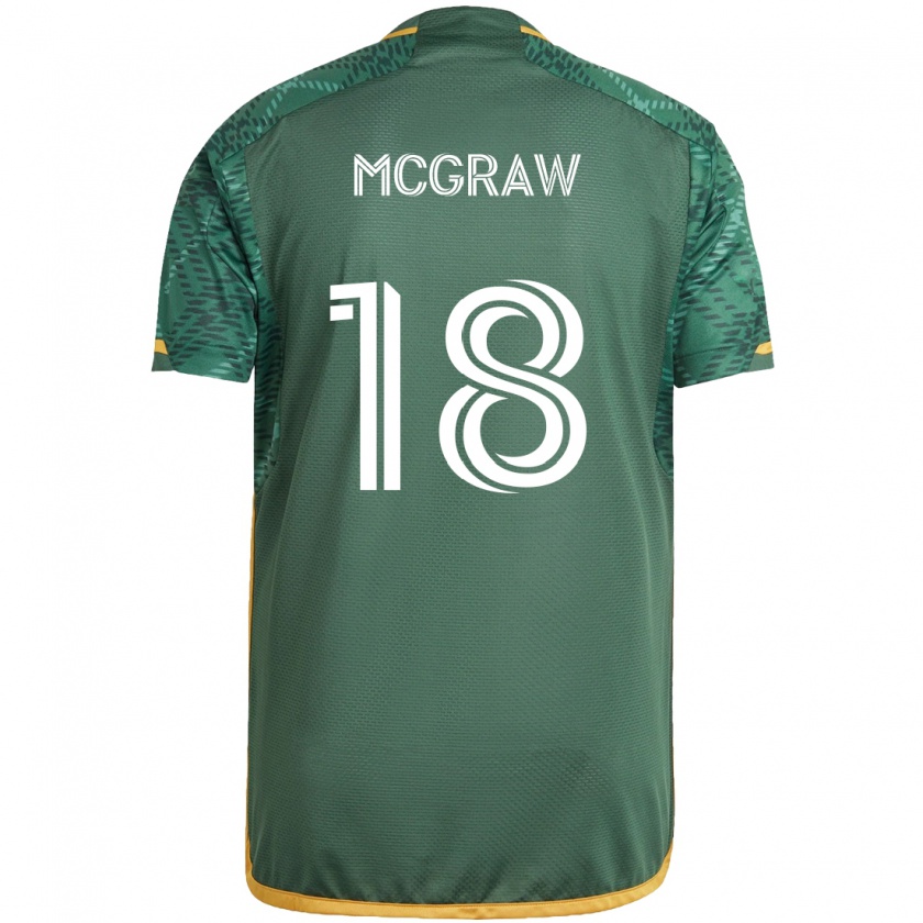 Kandiny Gyermek Zac Mcgraw #18 Zöld Narancs Hazai Jersey 2024/25 Mez Póló Ing