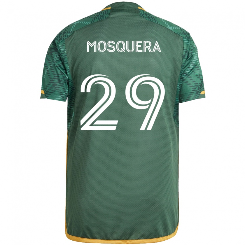 Kandiny Gyermek Juan Mosquera #29 Zöld Narancs Hazai Jersey 2024/25 Mez Póló Ing