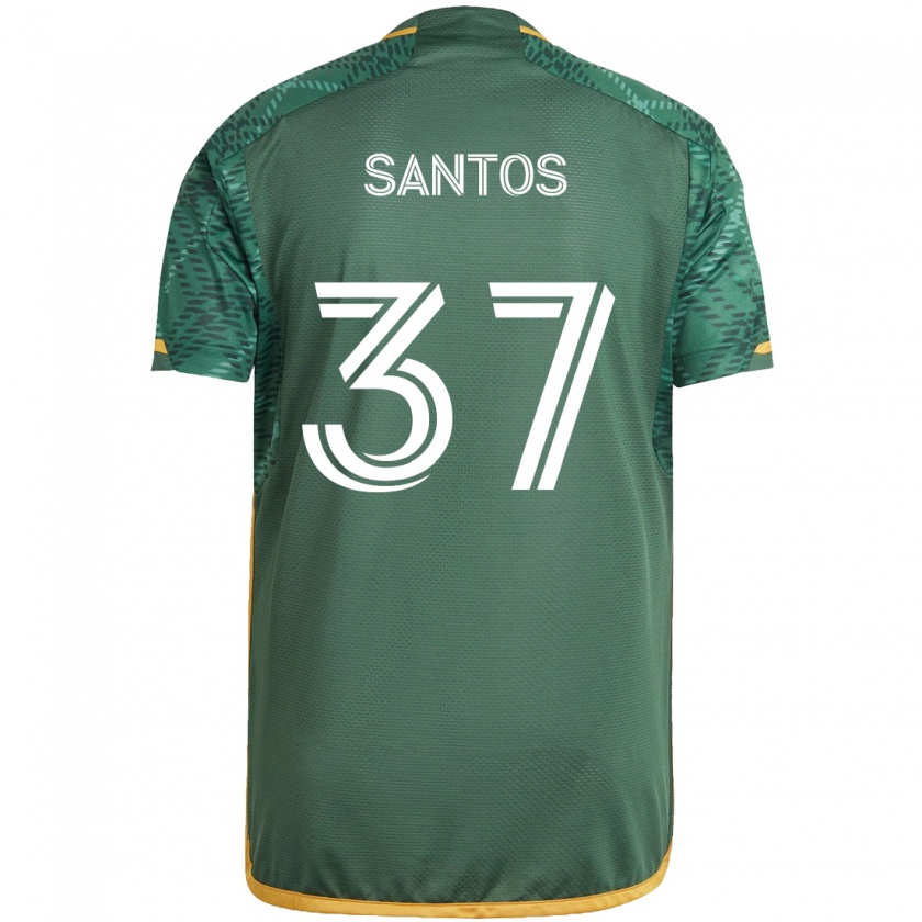 Kandiny Gyermek Noah Santos #37 Zöld Narancs Hazai Jersey 2024/25 Mez Póló Ing