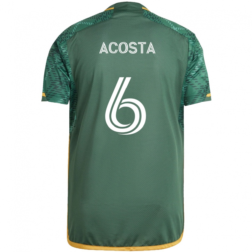 Kandiny Gyermek Bryan Acosta #6 Zöld Narancs Hazai Jersey 2024/25 Mez Póló Ing