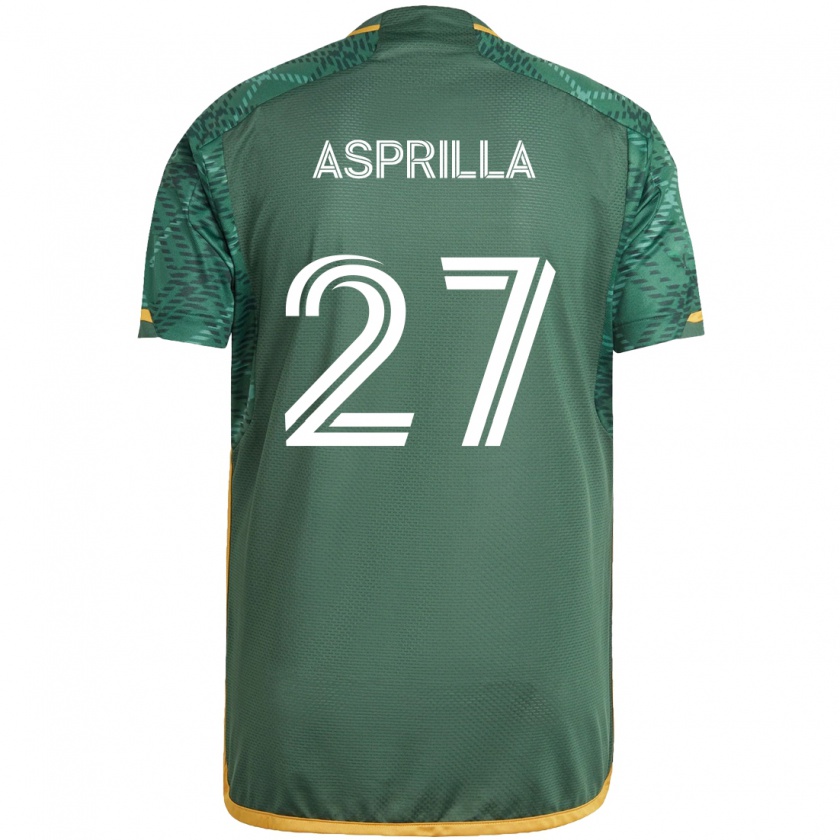 Kandiny Gyermek Dairon Asprilla #27 Zöld Narancs Hazai Jersey 2024/25 Mez Póló Ing