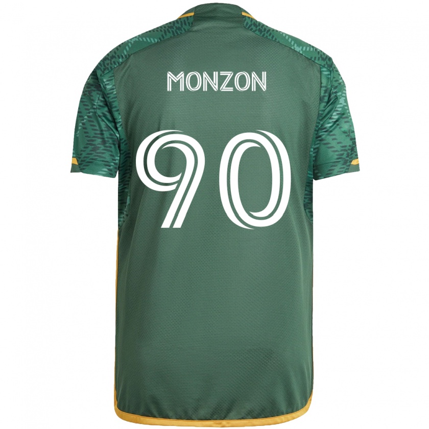 Kandiny Gyermek Florián Monzón #90 Zöld Narancs Hazai Jersey 2024/25 Mez Póló Ing