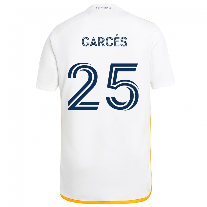 Kandiny Gyermek Carlos Garcés #25 Fehér Sárga Hazai Jersey 2024/25 Mez Póló Ing