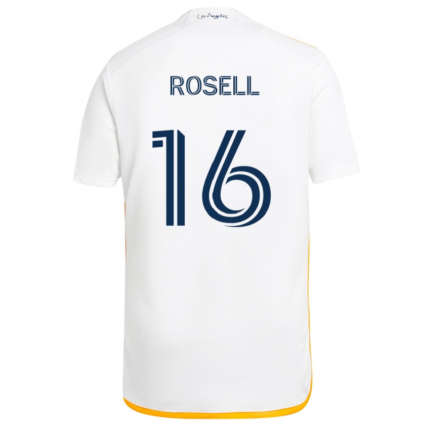 Kandiny Gyermek Uri Rosell #16 Fehér Sárga Hazai Jersey 2024/25 Mez Póló Ing