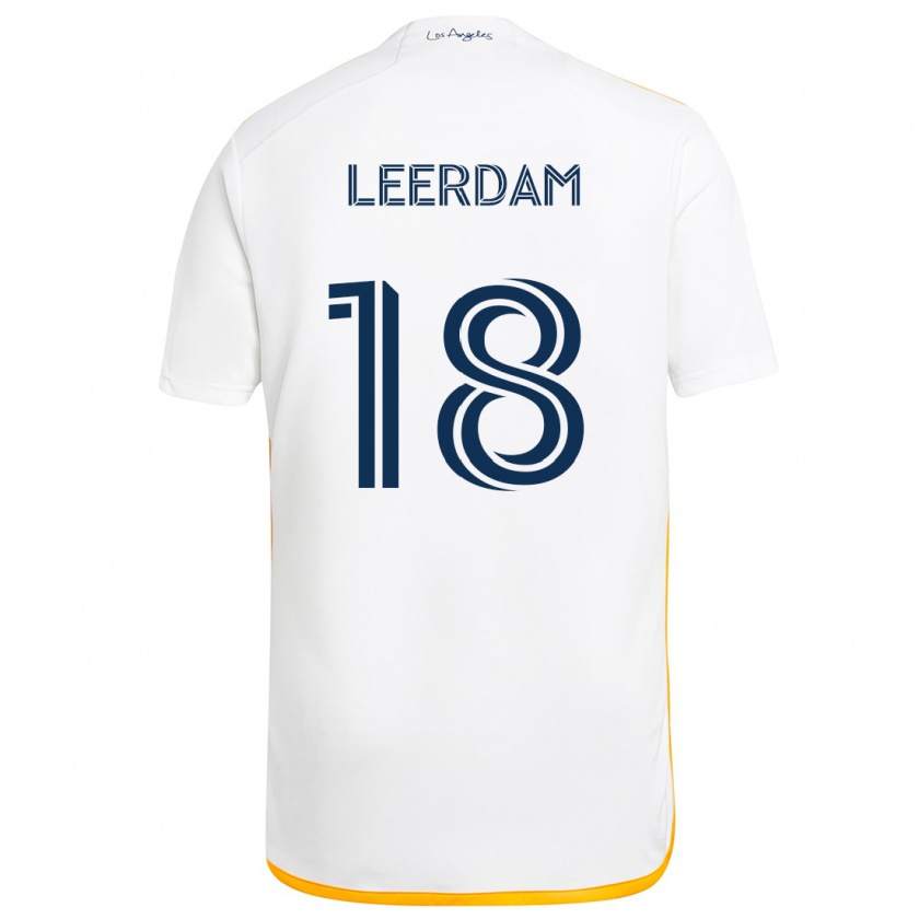 Kandiny Gyermek Kelvin Leerdam #18 Fehér Sárga Hazai Jersey 2024/25 Mez Póló Ing