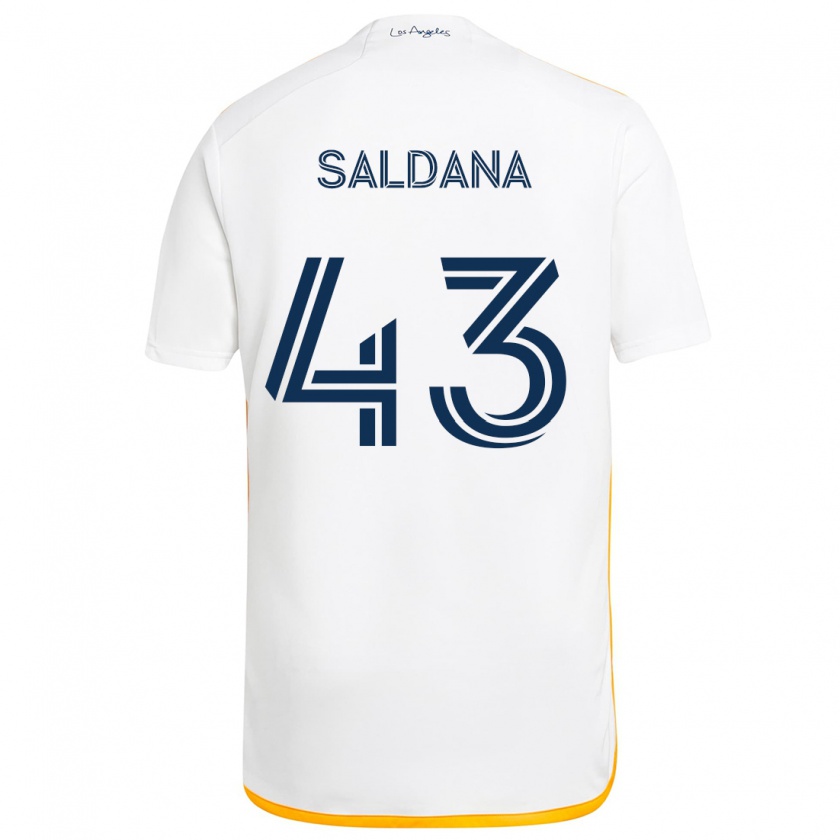 Kandiny Gyermek Adam Saldaña #43 Fehér Sárga Hazai Jersey 2024/25 Mez Póló Ing