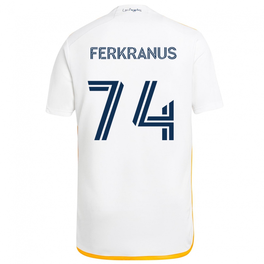 Kandiny Gyermek Marcus Ferkranus #74 Fehér Sárga Hazai Jersey 2024/25 Mez Póló Ing