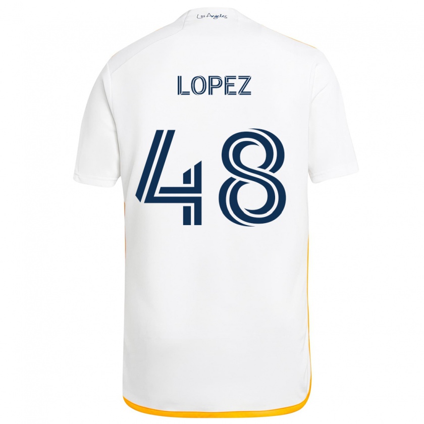 Kandiny Gyermek Diego López #48 Fehér Sárga Hazai Jersey 2024/25 Mez Póló Ing