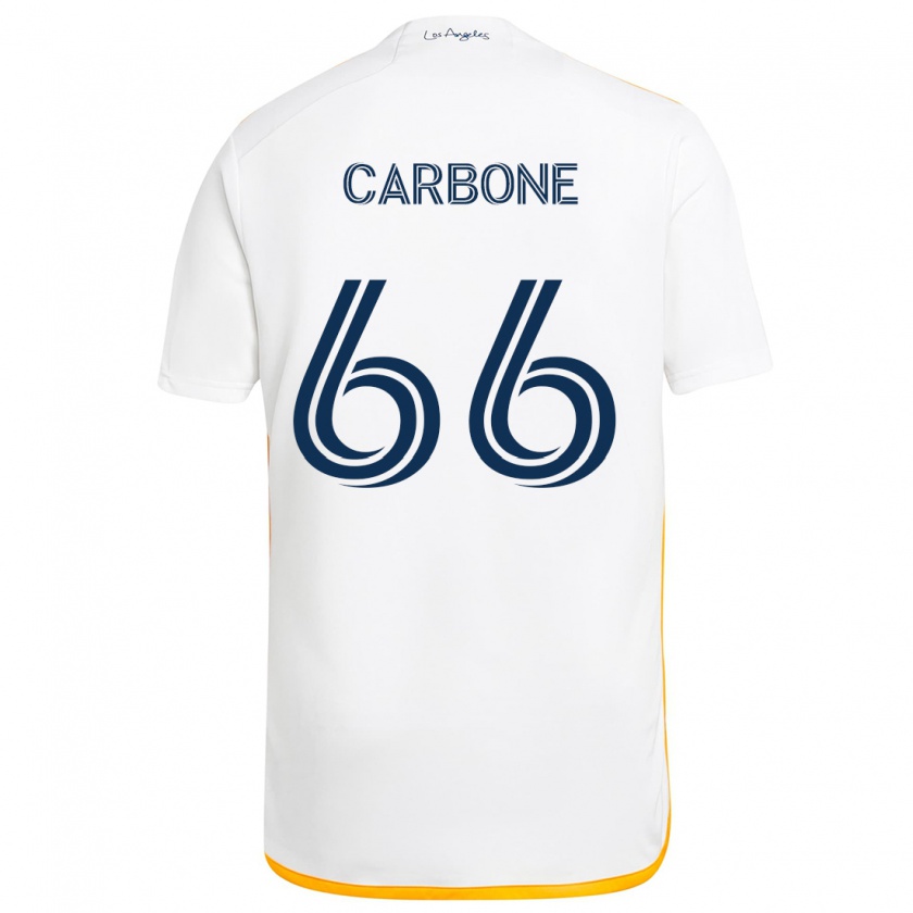 Kandiny Gyermek Matteo Carbone #66 Fehér Sárga Hazai Jersey 2024/25 Mez Póló Ing