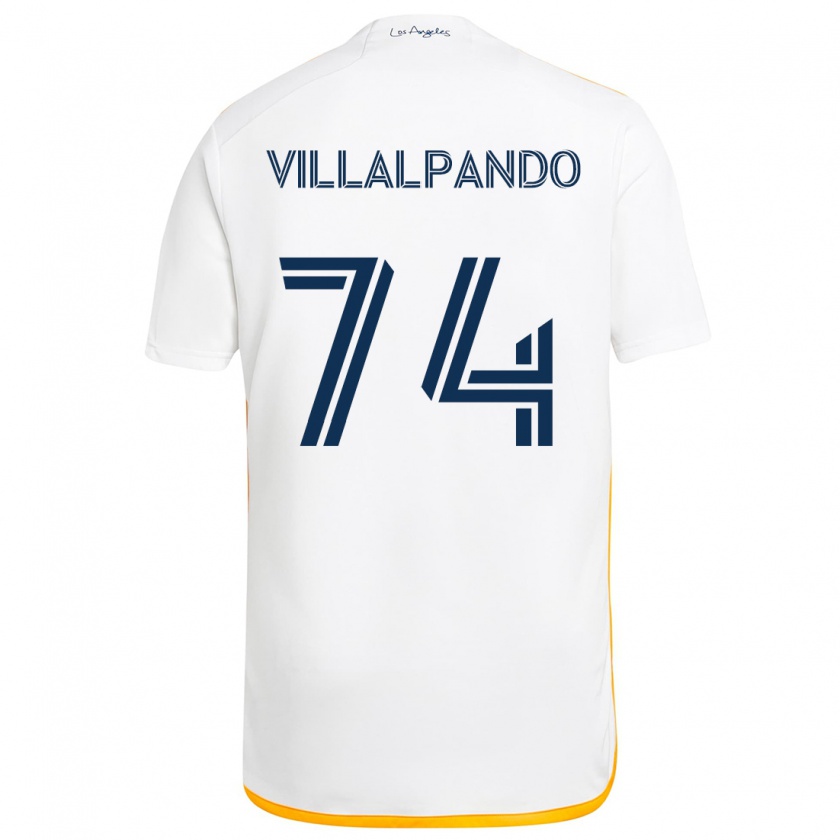 Kandiny Gyermek Sergio Villalpando #74 Fehér Sárga Hazai Jersey 2024/25 Mez Póló Ing