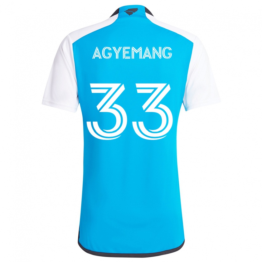 Kandiny Gyermek Patrick Agyemang #33 Kék Fehér Hazai Jersey 2024/25 Mez Póló Ing