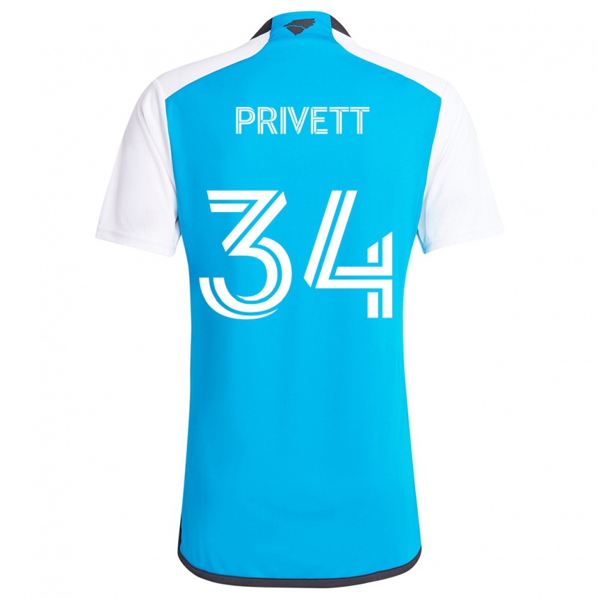 Kandiny Gyermek Andrew Privett #34 Kék Fehér Hazai Jersey 2024/25 Mez Póló Ing