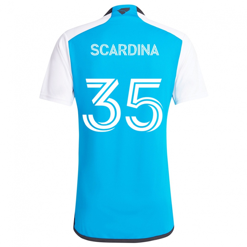 Kandiny Gyermek Nick Scardina #35 Kék Fehér Hazai Jersey 2024/25 Mez Póló Ing