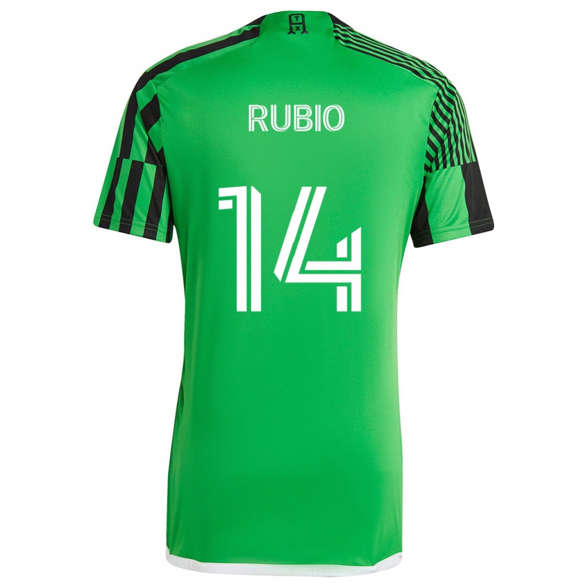 Kandiny Gyermek Diego Rubio #14 Zöld Fekete Hazai Jersey 2024/25 Mez Póló Ing