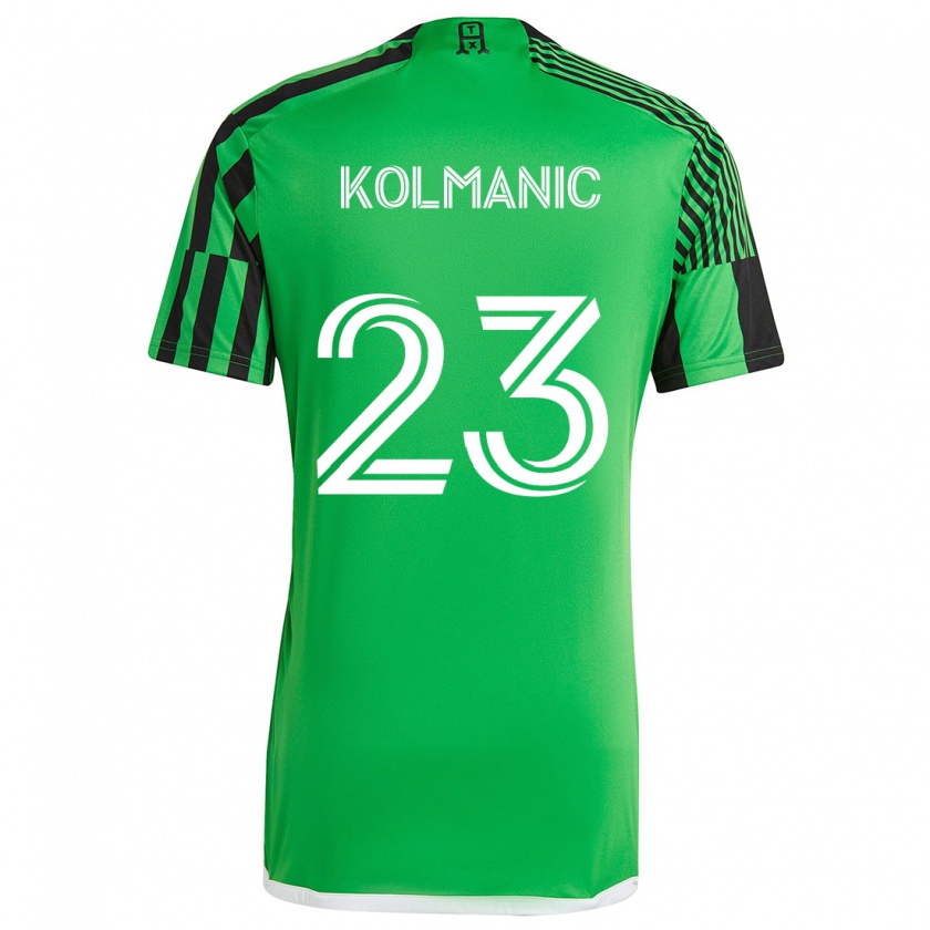 Kandiny Gyermek Zan Kolmanic #23 Zöld Fekete Hazai Jersey 2024/25 Mez Póló Ing