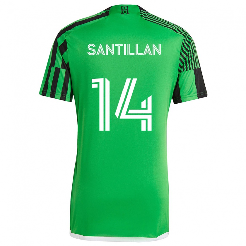 Kandiny Gyermek Jonathan Santillan #14 Zöld Fekete Hazai Jersey 2024/25 Mez Póló Ing