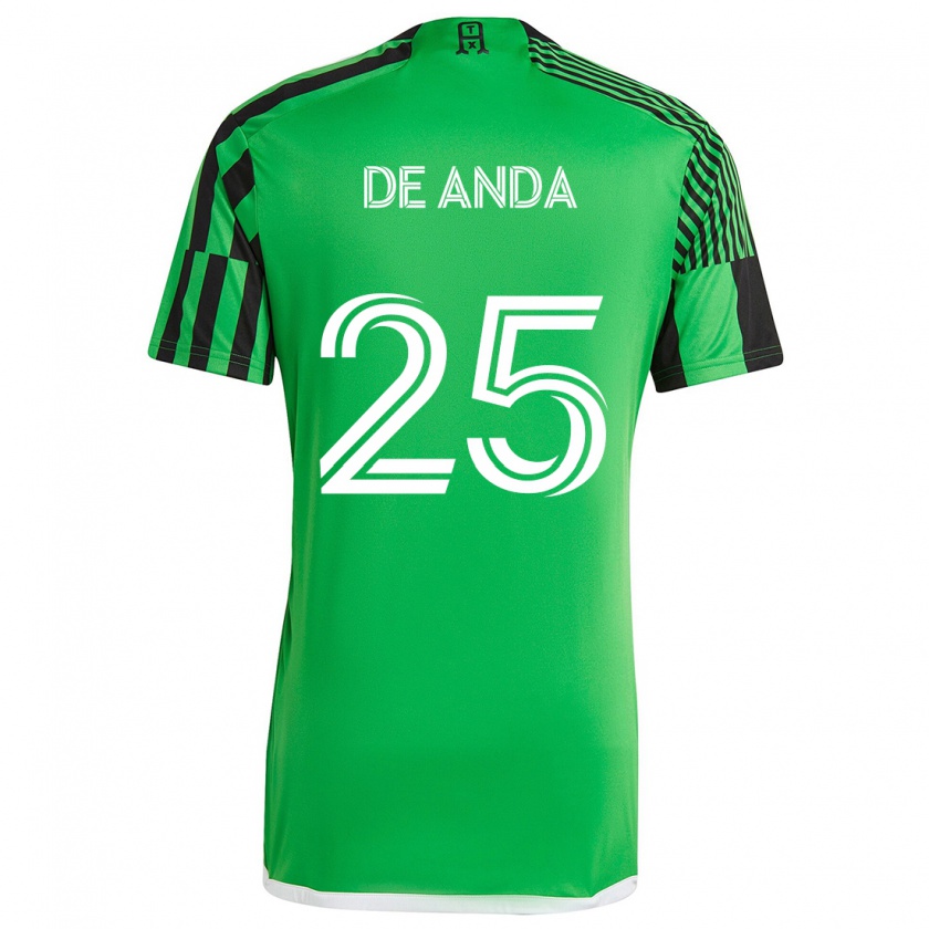 Kandiny Gyermek Anthony De Anda #25 Zöld Fekete Hazai Jersey 2024/25 Mez Póló Ing