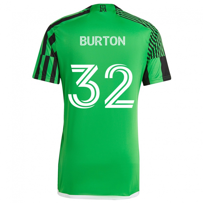 Kandiny Gyermek Micah Burton #32 Zöld Fekete Hazai Jersey 2024/25 Mez Póló Ing