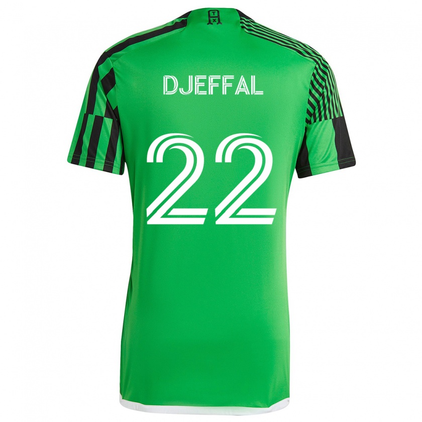 Kandiny Gyermek Sofiane Djeffal #22 Zöld Fekete Hazai Jersey 2024/25 Mez Póló Ing