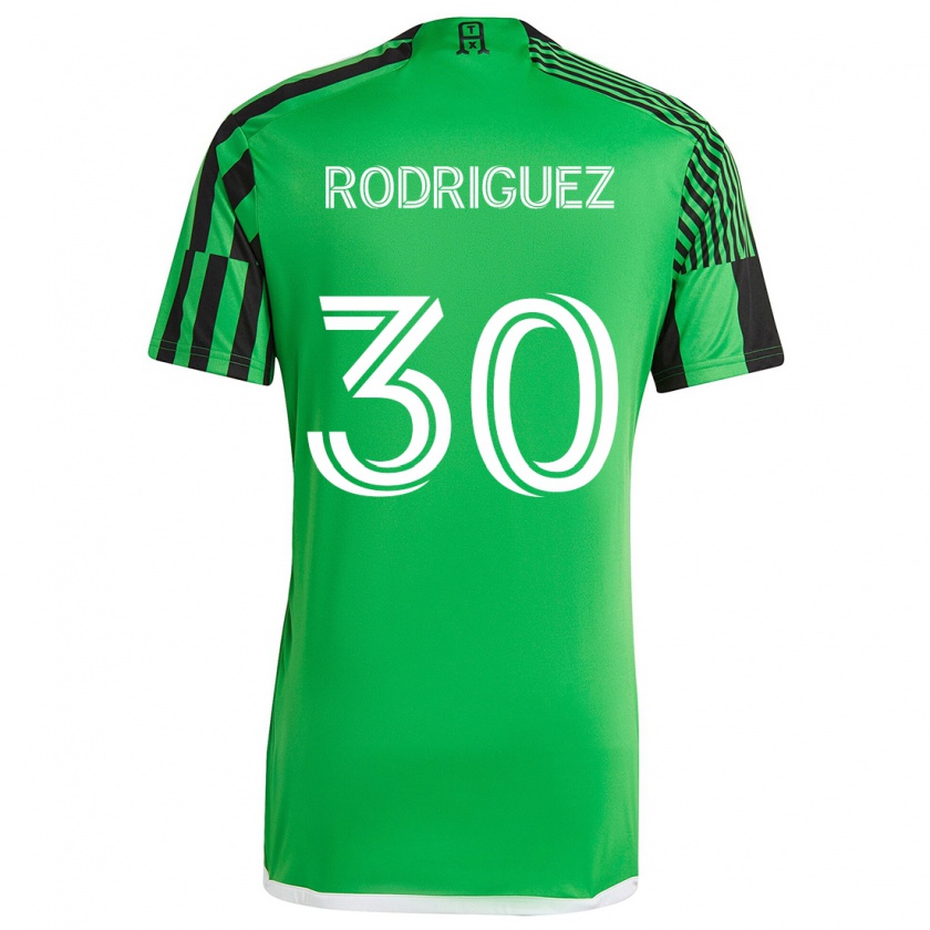 Kandiny Gyermek Memo Rodríguez #30 Zöld Fekete Hazai Jersey 2024/25 Mez Póló Ing