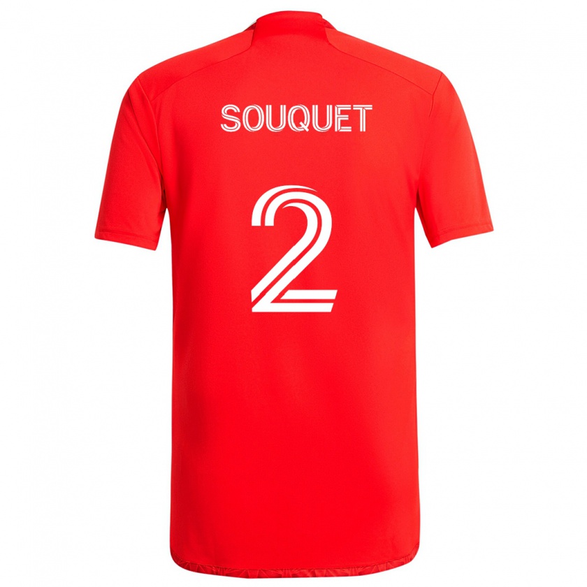 Kandiny Gyermek Arnaud Souquet #2 Piros Fehér Hazai Jersey 2024/25 Mez Póló Ing