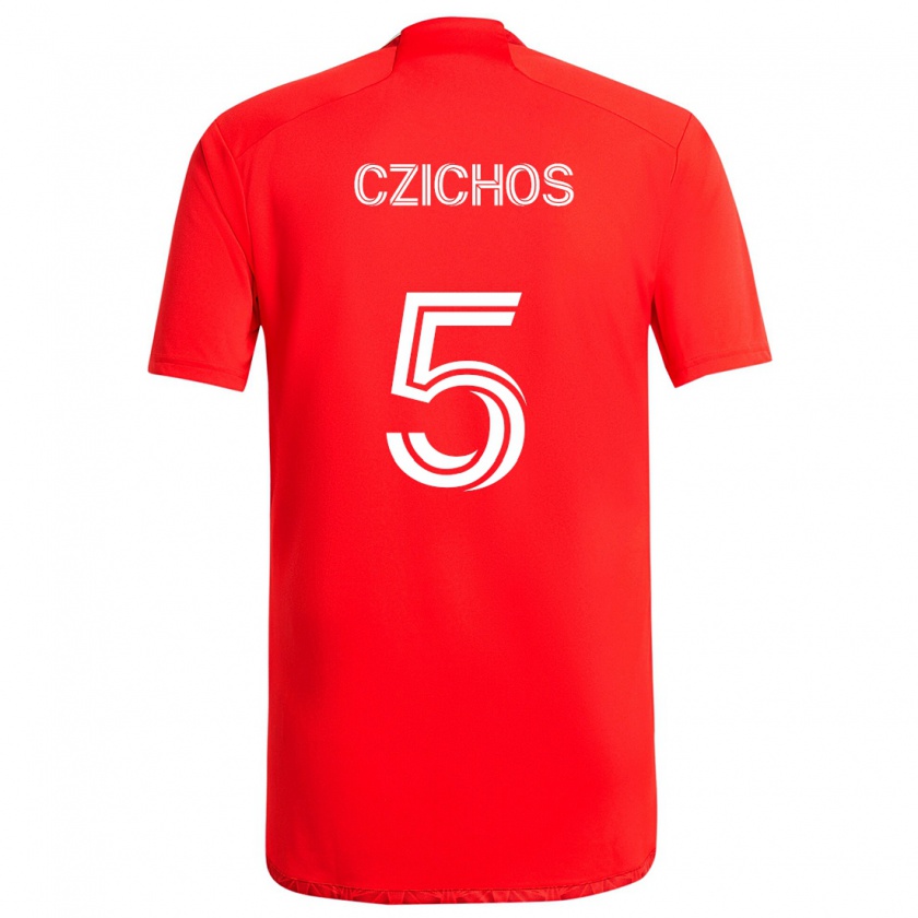 Kandiny Gyermek Rafael Czichos #5 Piros Fehér Hazai Jersey 2024/25 Mez Póló Ing