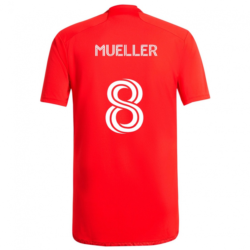 Kandiny Gyermek Chris Mueller #8 Piros Fehér Hazai Jersey 2024/25 Mez Póló Ing