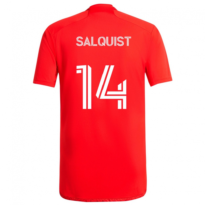 Kandiny Gyermek Tobias Salquist #14 Piros Fehér Hazai Jersey 2024/25 Mez Póló Ing