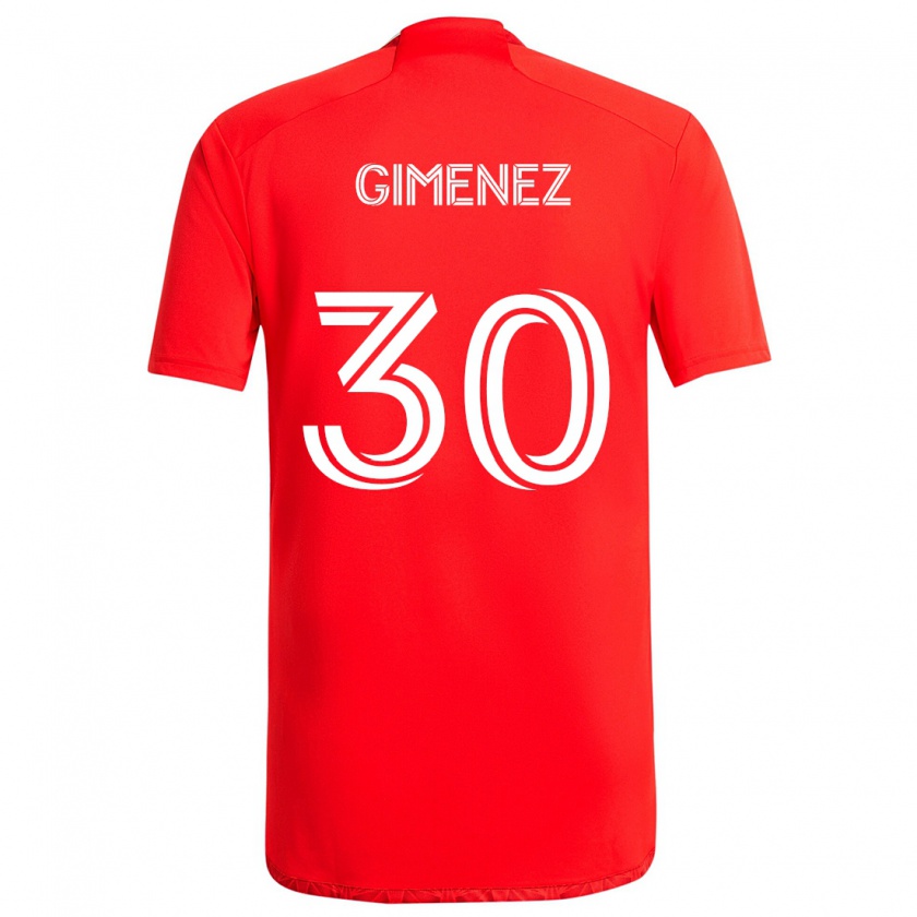 Kandiny Gyermek Gastón Giménez #30 Piros Fehér Hazai Jersey 2024/25 Mez Póló Ing