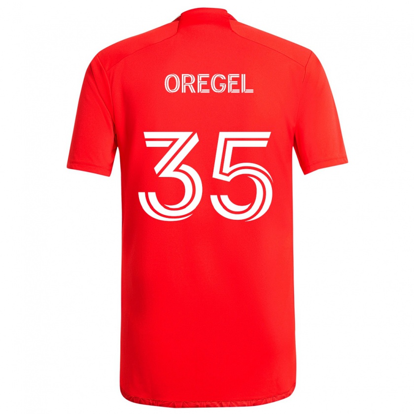 Kandiny Gyermek Sergio Oregel #35 Piros Fehér Hazai Jersey 2024/25 Mez Póló Ing